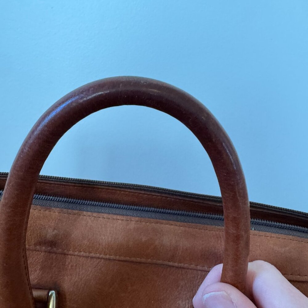 French Company Vintage Brown Leather Bag No Shoulder Strap - Picture 11 of 15